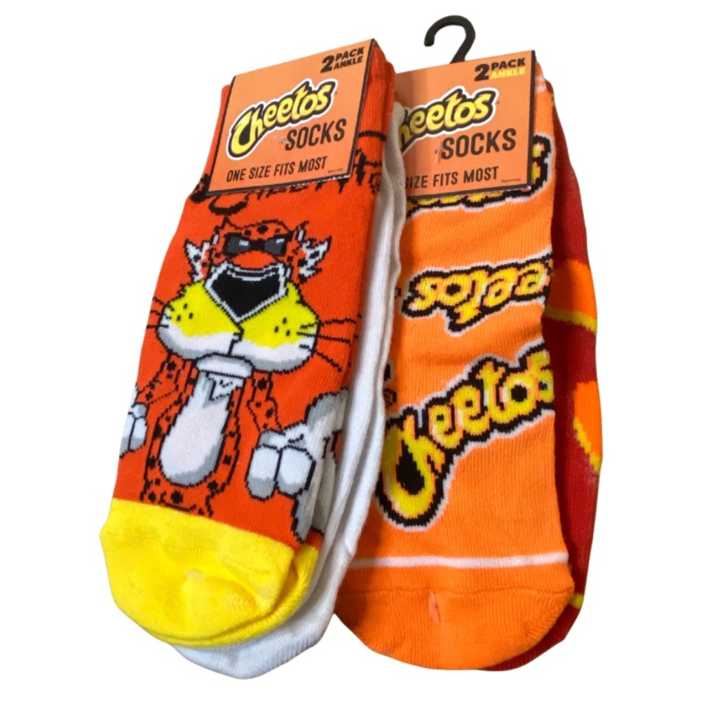 NWT Lot of 4 Pairs of Novelty Cheetos Ankle Socks Unisex
(One Size)
